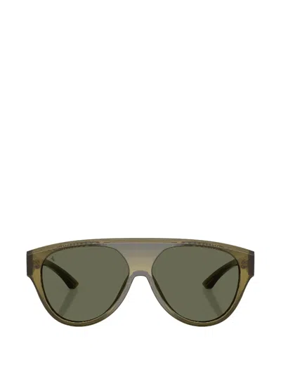Ferrari Striped Pilot-frame Sunglasses In Green