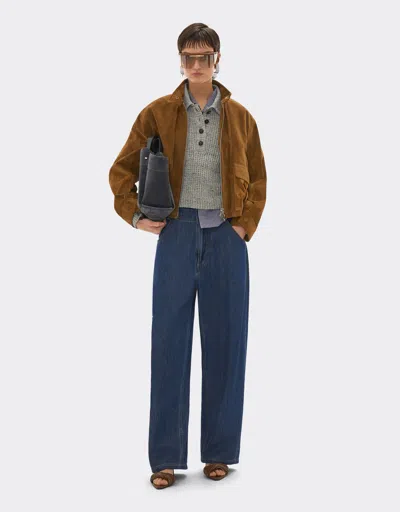 Ferrari Suede Blouson With Oversized Shoulders In Brown