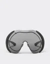 Ferrari Sunglasses In Metal And Black Leather With Dark Grey Shield