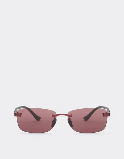 Ferrari Sunglasses In  Shiny Red Titanium  And Acetate With Exclusive  Contrast Pro™ Burgundy In Multi