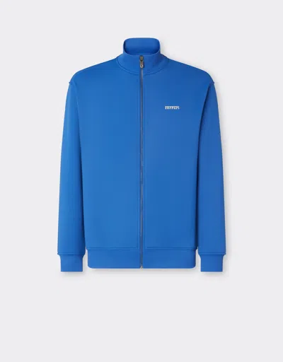 Ferrari Sweater In Technical Fabric With Zip In Klein Blue