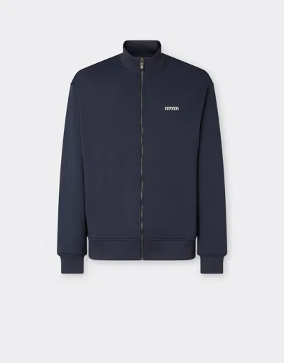 Ferrari Sweater In Technical Fabric With Zip In Navy