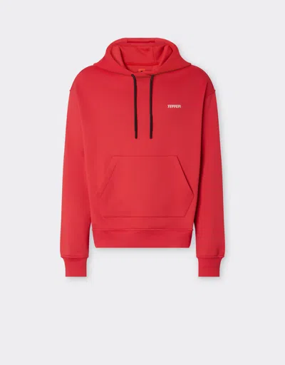 Ferrari Sweatshirt In Technical Fabric With  Logo In Racing Red