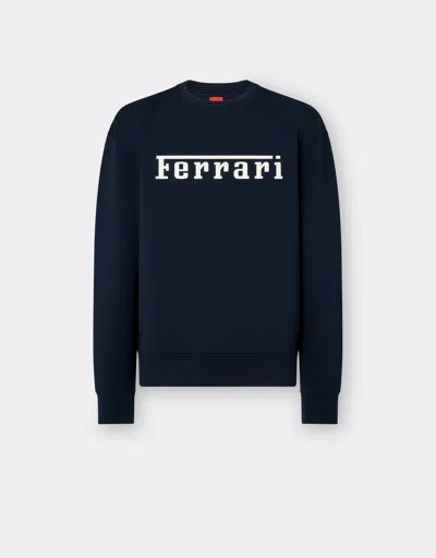 Ferrari Scuba Sweatshirt With  Logo In Navy