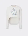 Ferrari Sweatshirt With Prancing Horse Graphic In Ecru