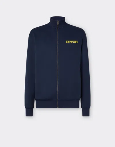 Ferrari Kids'  Sweatshirt With Zip And  Logo In Navy