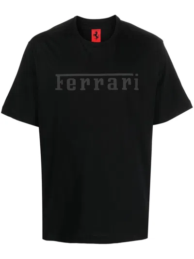 Ferrari Cotton T-shirt With  Logo In Black