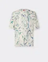 Ferrari T-shirt In Viscose Fabric With Cavallino Print In Ecru