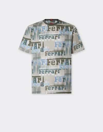 Ferrari T-shirt With  Ikat Print In Sand