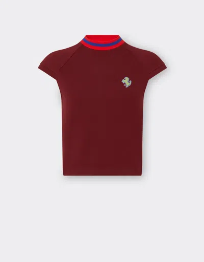 Ferrari T-shirt With  Logo In Burgundy