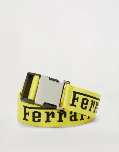 Ferrari Tape Belt With  Logo In Yellow