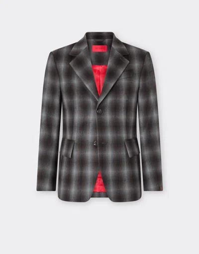 Ferrari Tartan Wool Flannel Blazer In Gray