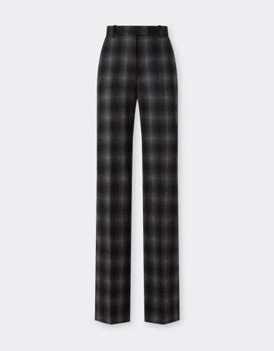 Ferrari Tartan Wool Flannel Trousers In Verde Mugello