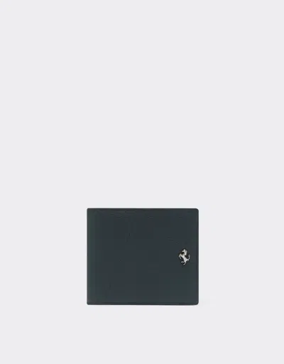 Ferrari Textured Leather Horizontal Wallet In Navy