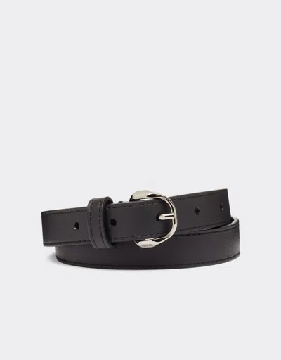 Ferrari Thin Leather Belt With Prancing Horse Detail In Black