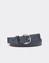 Ferrari Thin Leather Belt With Prancing Horse Detail In Navy