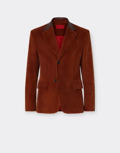 Ferrari Tie-dye Ribbed Velvet Blazer In Terra Bruciata