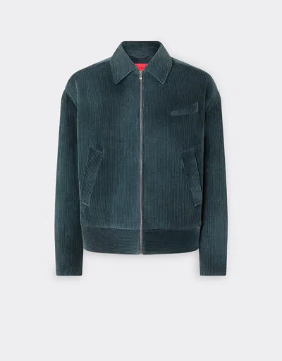 Ferrari Tie-dye Ribbed Velvet Blouson In Green