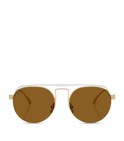 Ferrari Titanium Oval Sunglasses In Yellow