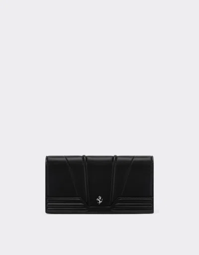 Ferrari Trifold Leather Wallet In Black