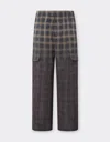 Ferrari Trousers In Chiné Check Printed Nylon In Brown
