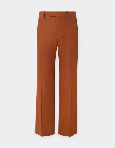 Ferrari Trousers In Linen And Viscose Gabardine In Tabacco