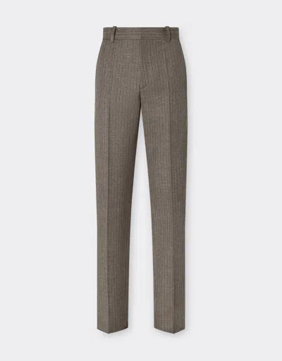 Ferrari Trousers In Mélange Wool Twill In Gray