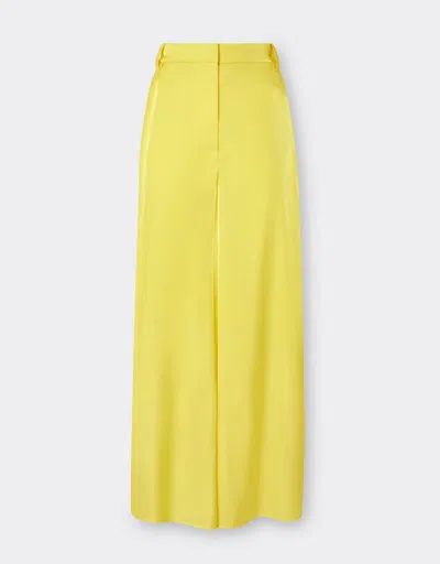 Ferrari Trousers In Shiny Viscose In Giallo Modena