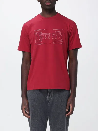 Ferrari Cotton T-shirt With Embroidery In Red