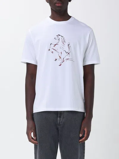 Ferrari Cotton T-shirt With Prancing Horse Print In White