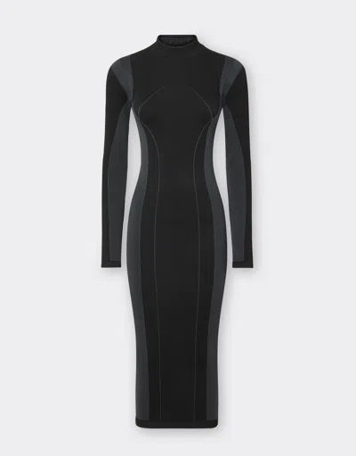 Ferrari Two-tone Eco-dry Knit Dress In Black