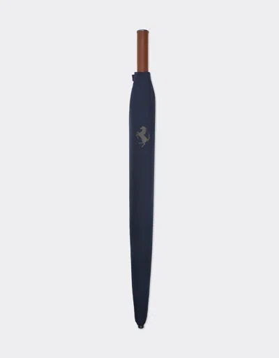 Ferrari Umbrella With Cavallino Pixel Motif In Navy