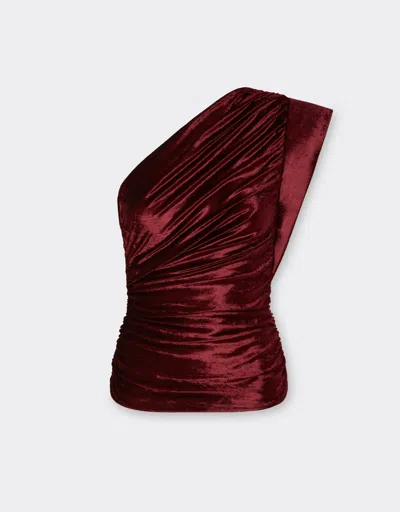 Ferrari Velvet-effect Jersey Top In Burgundy