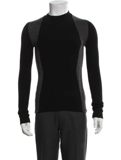 Pre-owned Ferrari Virgin Wool Colorblock Pattern Pullover In Black