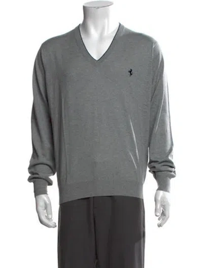 Pre-owned Ferrari V-neck Long Sleeve Pullover W/ Tags In Grey