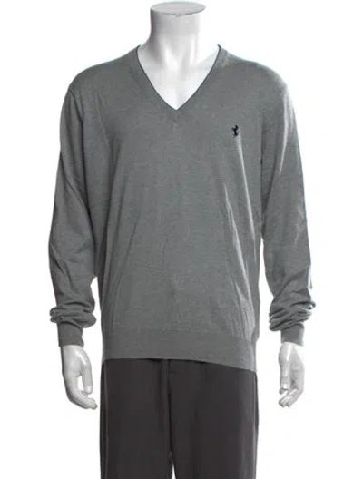 Pre-owned Ferrari V-neck Long Sleeve Pullover W/ Tags In Grey