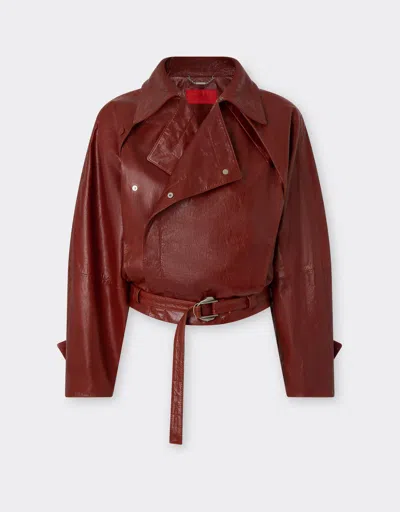 Ferrari Waxed Leather Blouson In Red