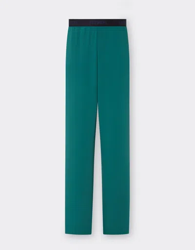Ferrari Wide-leg Trousers In Recycled Satin In Ficus Green