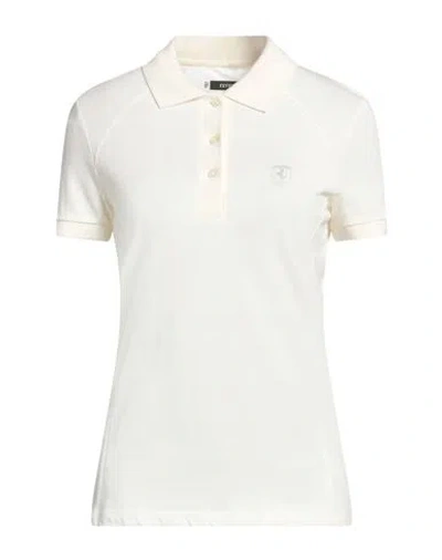 Ferrari Woman Polo Shirt Cream Size L Cotton, Modal In White