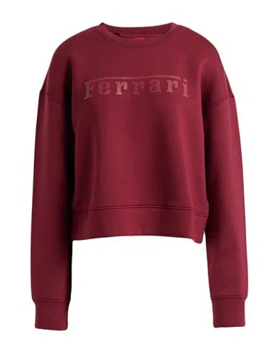 Ferrari Woman Sweatshirt Burgundy Size M Viscose, Polyurethane, Elastane In Red
