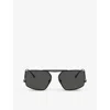 Ferrari Womens Black Fh1008 Irregular-frame Metal Sunglasses In Black