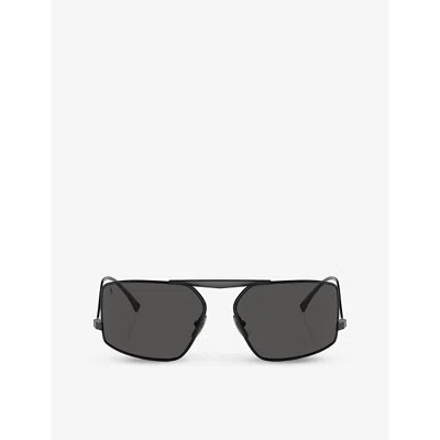 Ferrari Womens Black Fh1008 Irregular-frame Metal Sunglasses
