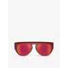 FERRARI FERRARI WOMEN'S RED FH2005U PILOT-FRAME ACETATE SUNGLASSES