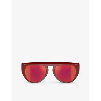 FERRARI WOMENS RED FH2005U PILOT-FRAME ACETATE SUNGLASSES