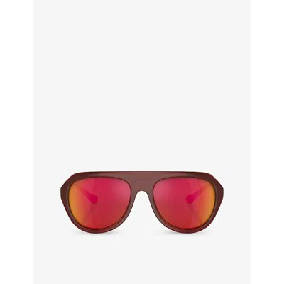 Ferrari Oval-frame Sunglasses In Red