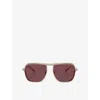 Ferrari Womens  Fh1014t Square-frame Metal Sunglasses In Gold