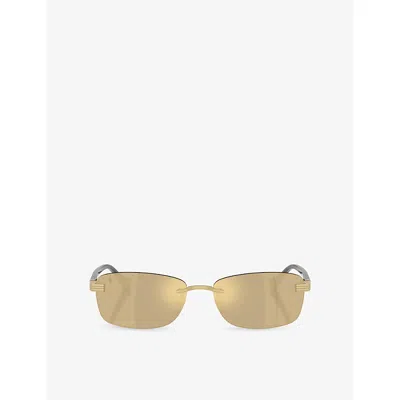 Ferrari Fh1029td Rectangle-frame Metal Sunglasses In Gold