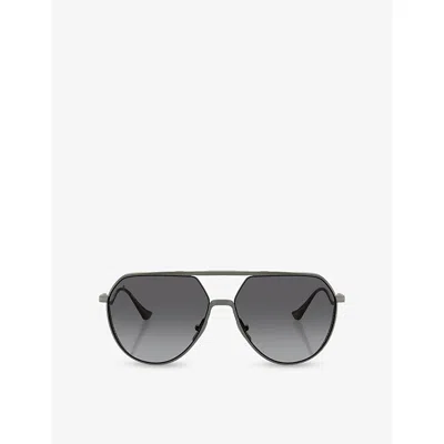 Ferrari Womens Grey Fh1021t Pilot-frame Metal Sunglasses