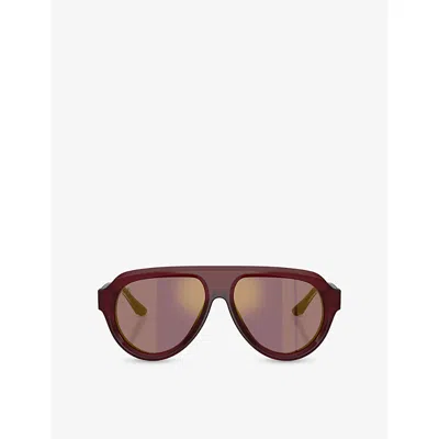 Ferrari Womens  Fh2019u Aviator-frame Acetate Sunglasses In Red