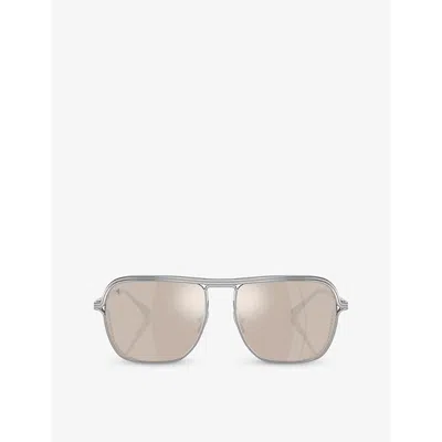 FERRARI WOMENS SILVER FH1014T SQUARE-FRAME METAL SUNGLASSES